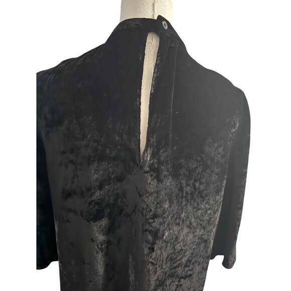 2/$30 J Brand Medium Black Crushed Velvet Dressy Keyhole Flowy Top - Picture 12 of 16
